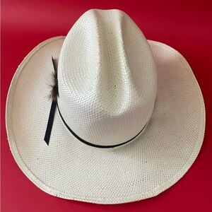 Vintage Lanning Roper White Cowboy Hat with Black Band